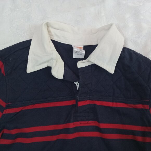 Gymboree Boys 10 Aviator School Red Blue Striped Rugby Shirt Long Sleeve Vintage - Picture 5 of 9